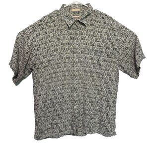 Campia Moda Hawaiian Camp Shirt Men's XL Green Floral Short Sleeve‎ 100% Rayon